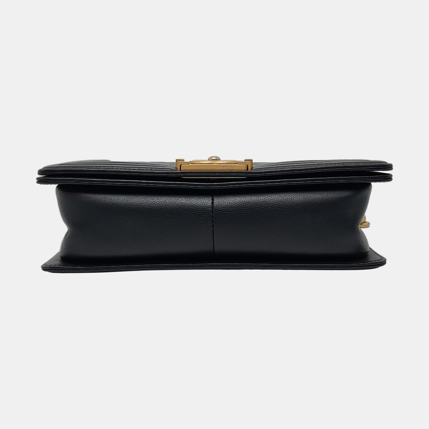 Authenticated pre-owned  BOY CHANEL Medium Quilted Grained Calfskin Black - Shoulder Bag at Looply