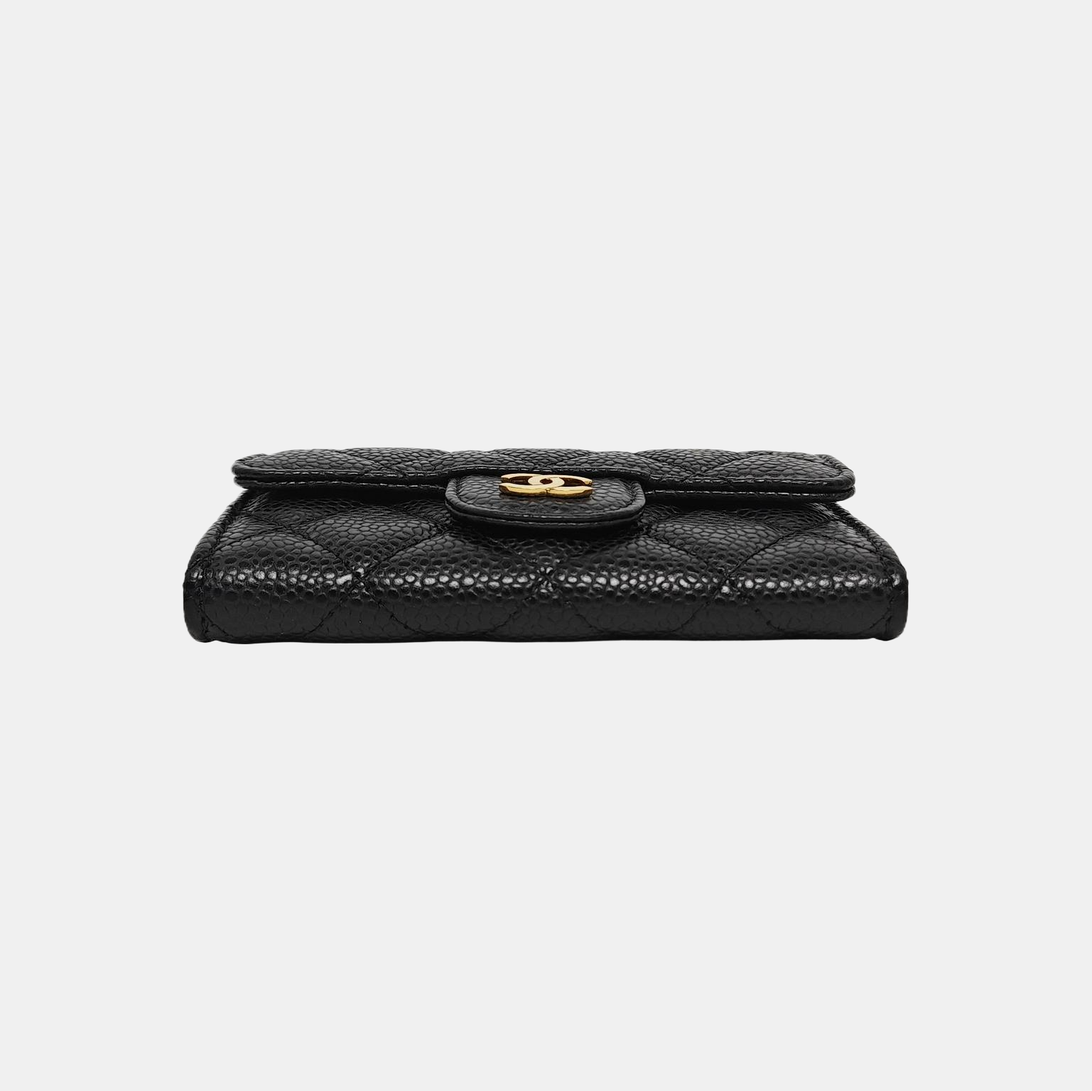 Authenticated pre-owned  CLASSIC FLAP Quilted Grained Calfskin Black Wallet - Wallet at Looply