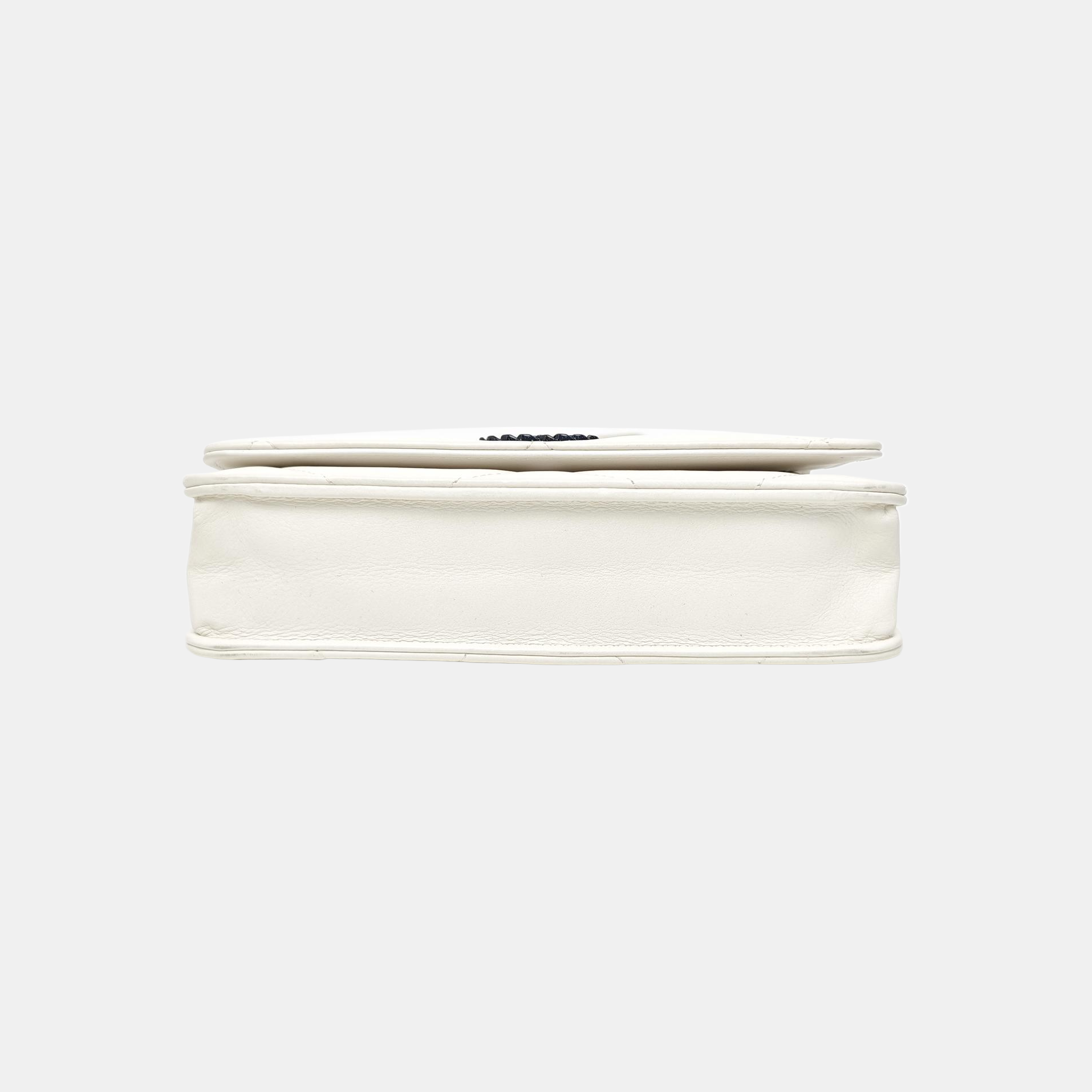 CHANEL 19 Small Quilted Lambskin White