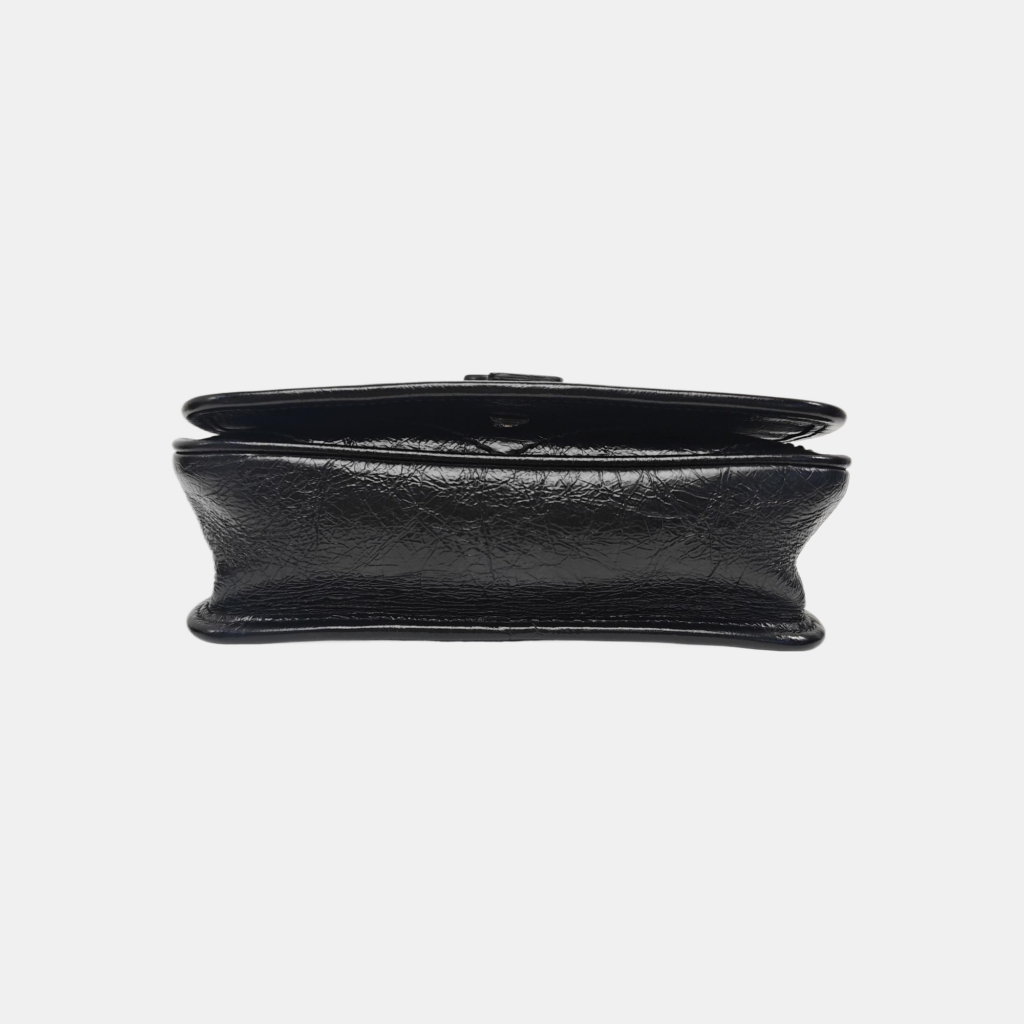 NIKI Mini Chevron Calfskin Black