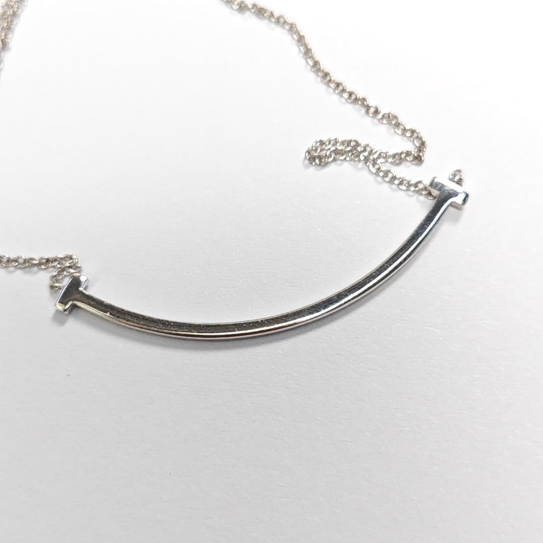 Tiffany T 18k White Gold Silver Necklace