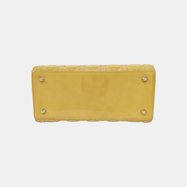 Lady Dior Medium Cannage Patent Leather Yellow