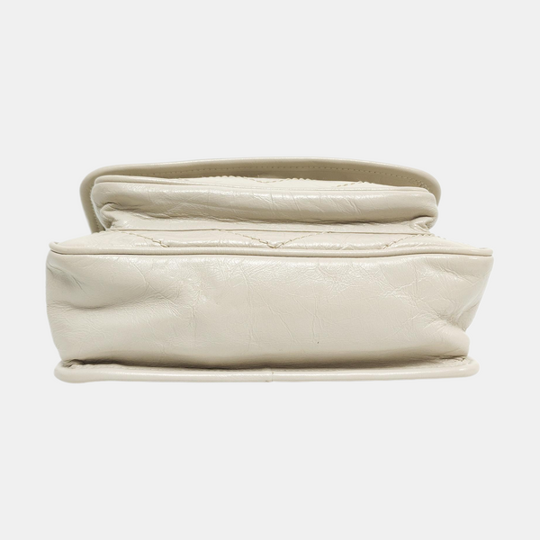 NIKI Small Chevron Calfskin White