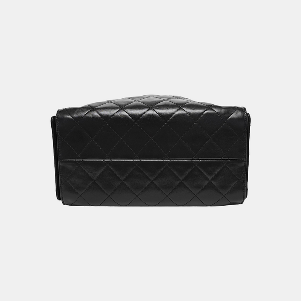 CHANEL 25 Small Quilted Waxed Cafskin Black