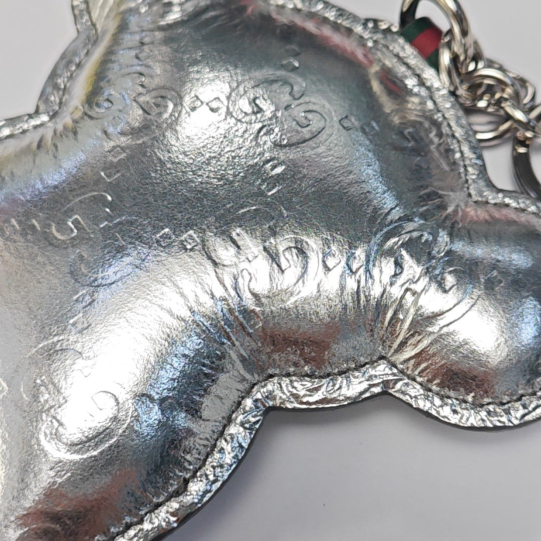 Leather Bag Charm Silver
