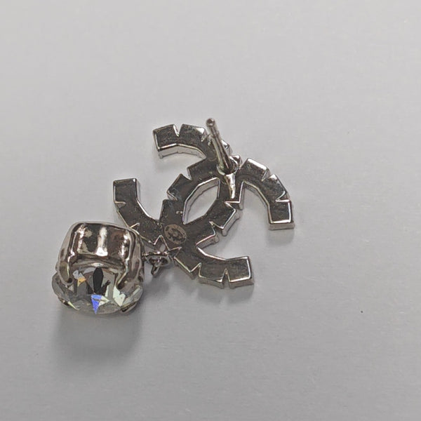 CC Logo Metal Silver Stud Earrings