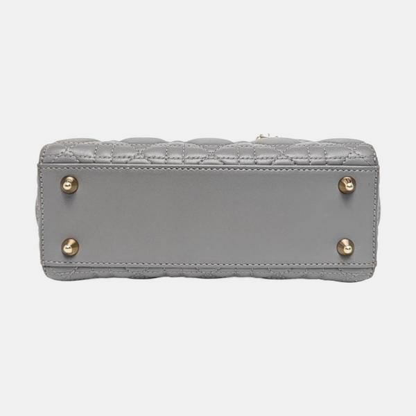 Authenticated pre-owned  Lady Dior Small Quilted Lambskin Grey - Tote Bag at Looply