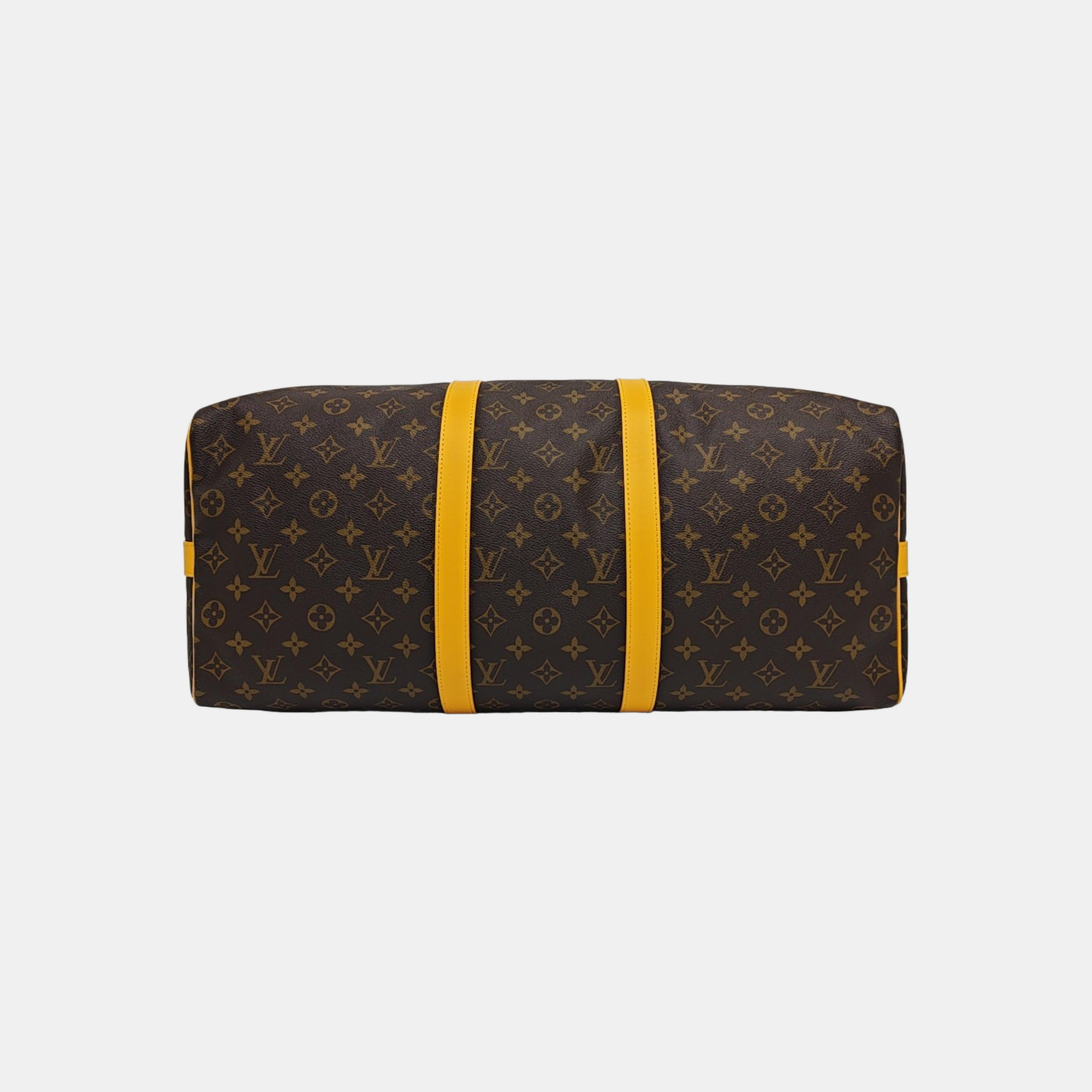 KEEPALL 50 Monogram Coated Canvas Brown