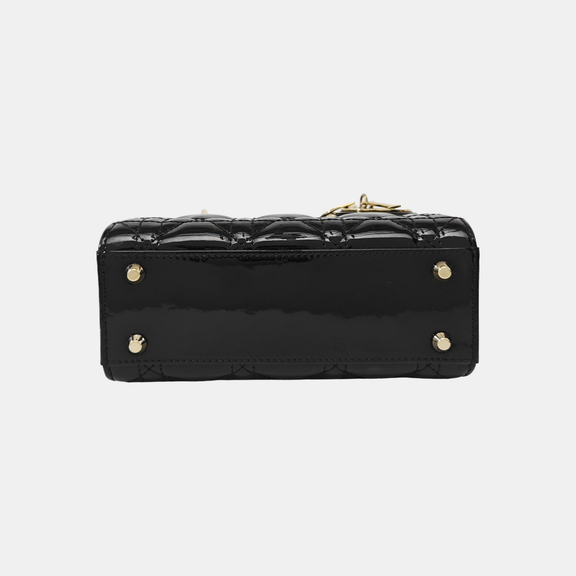 Lady Dior Mini Cannage Patent Leather Black
