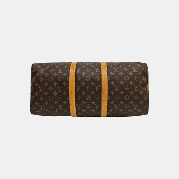 KEEPALL 50 Monogram Coated Canvas Brown