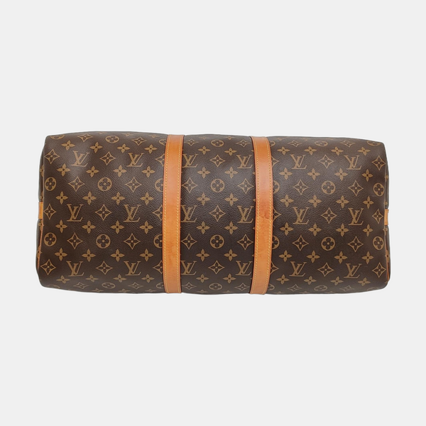 KEEPALL 50 Monogram Coated Canvas Brown
