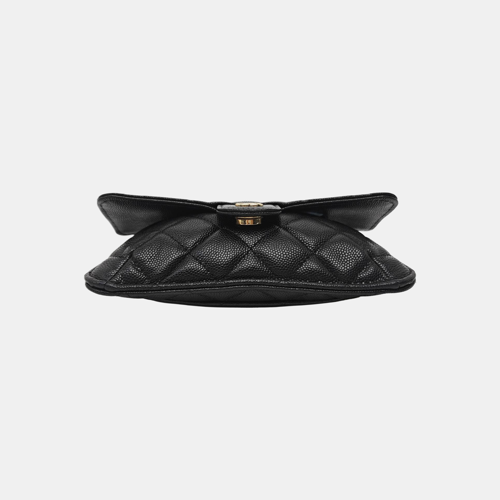 Quilted Grained Calfskin Shoulder Bag Black