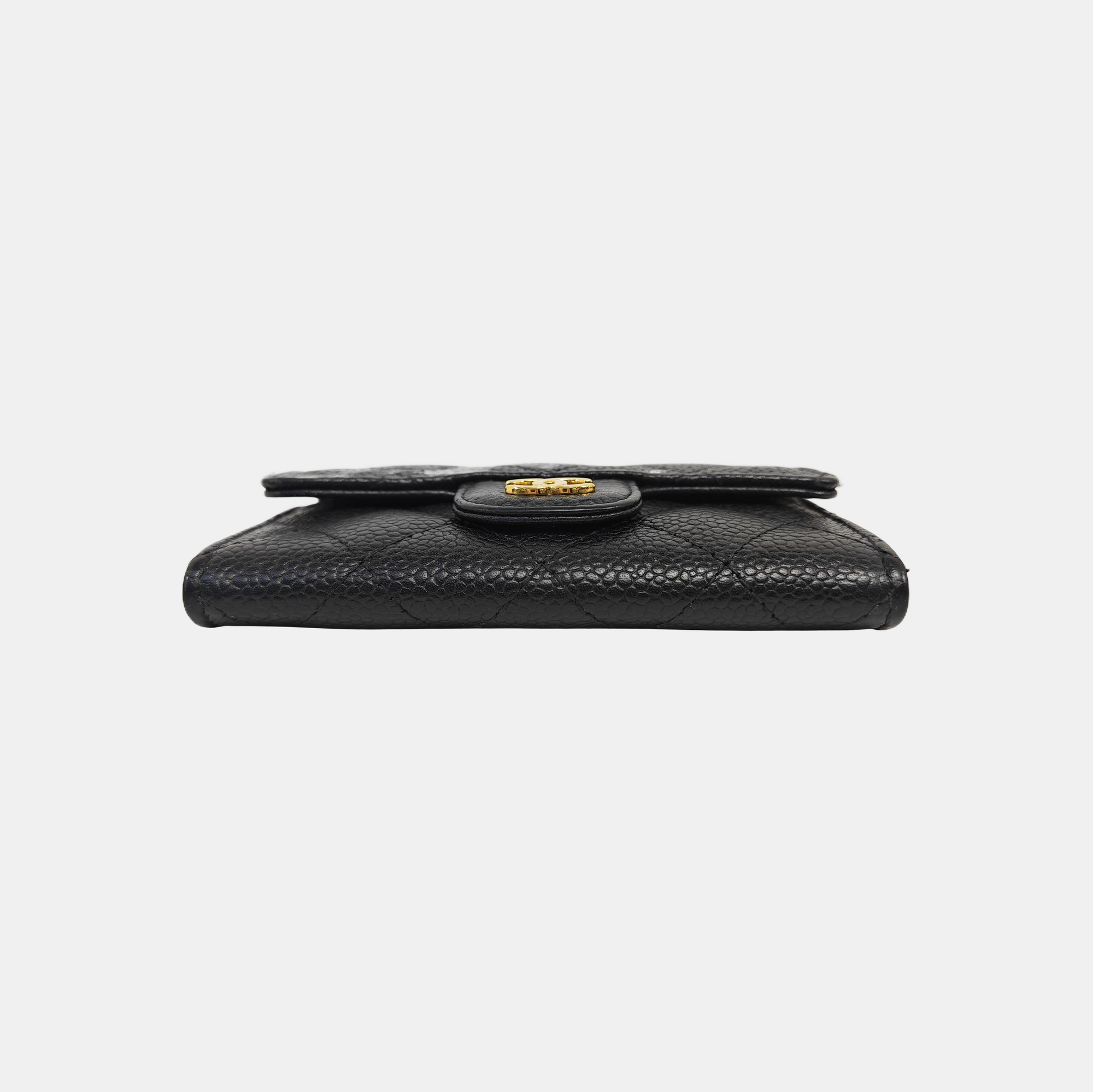 CLASSIC FLAP Quilted Grained Calfskin Black Wallet