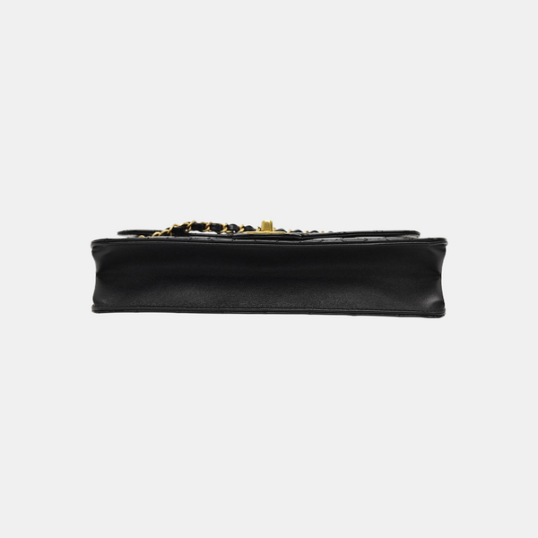 Quilted Patent Leather Shoulder Bag Black