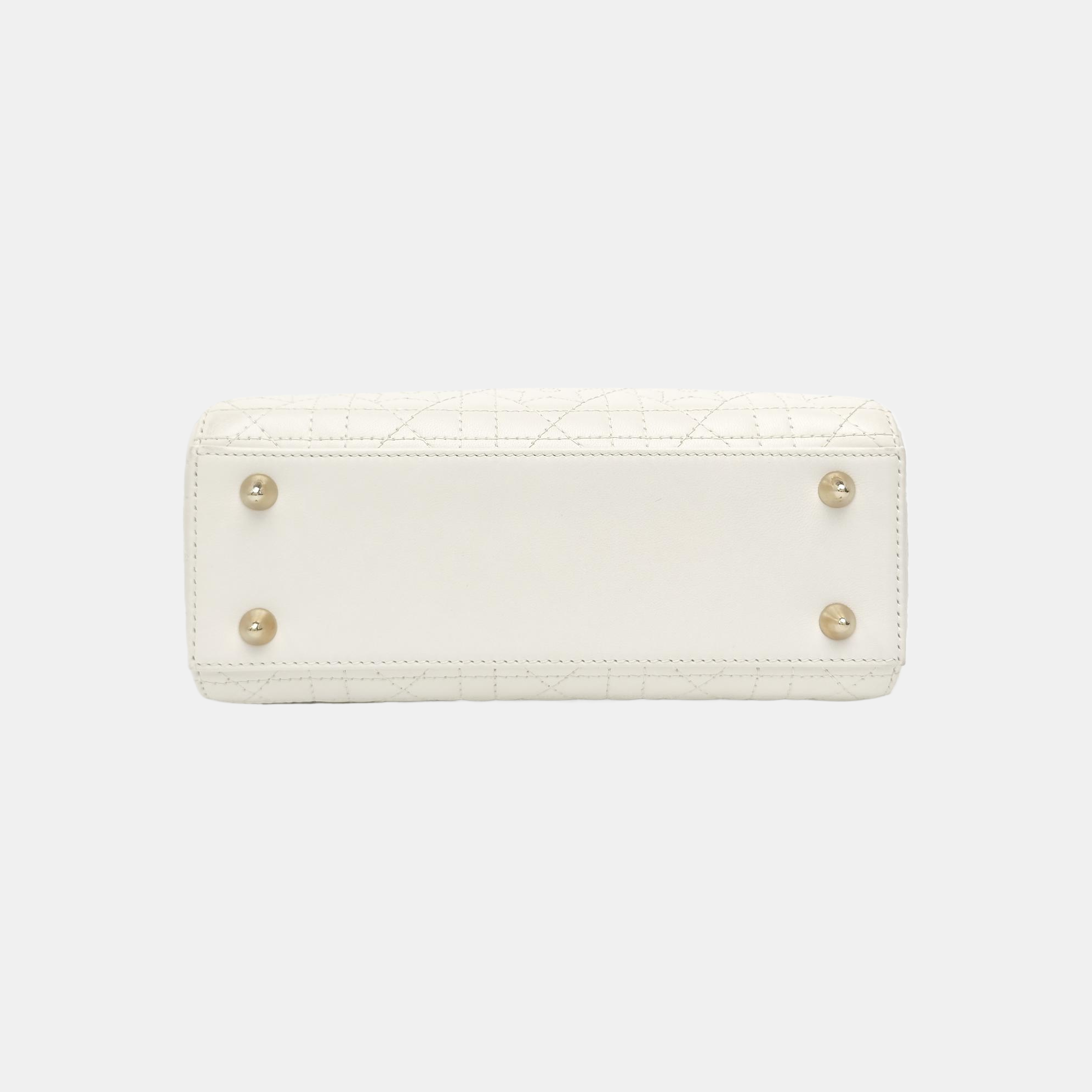 Lady Dior Small Quilted Lambskin White