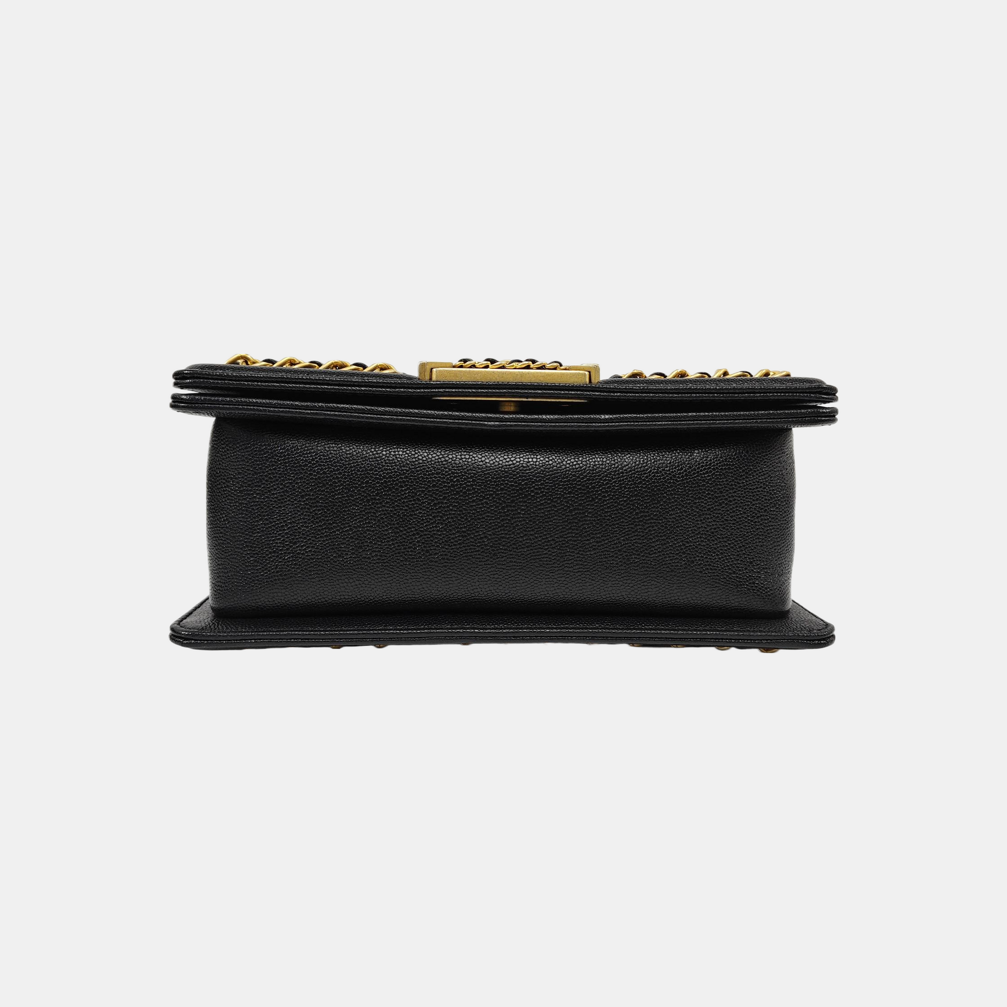 BOY CHANEL Mini Quilted Grained Calfskin Black