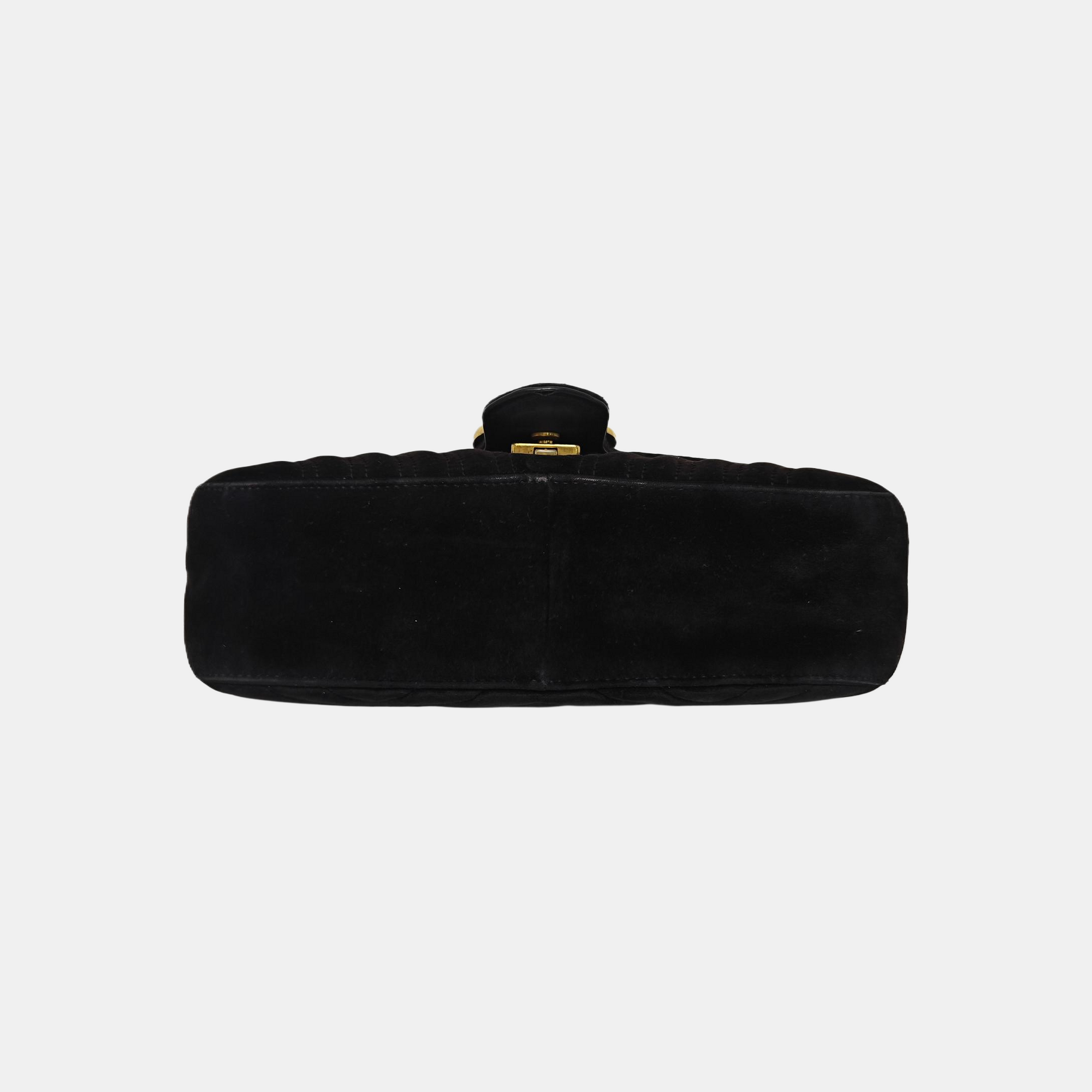 GG Marmont Medium Quilted Velvet Black