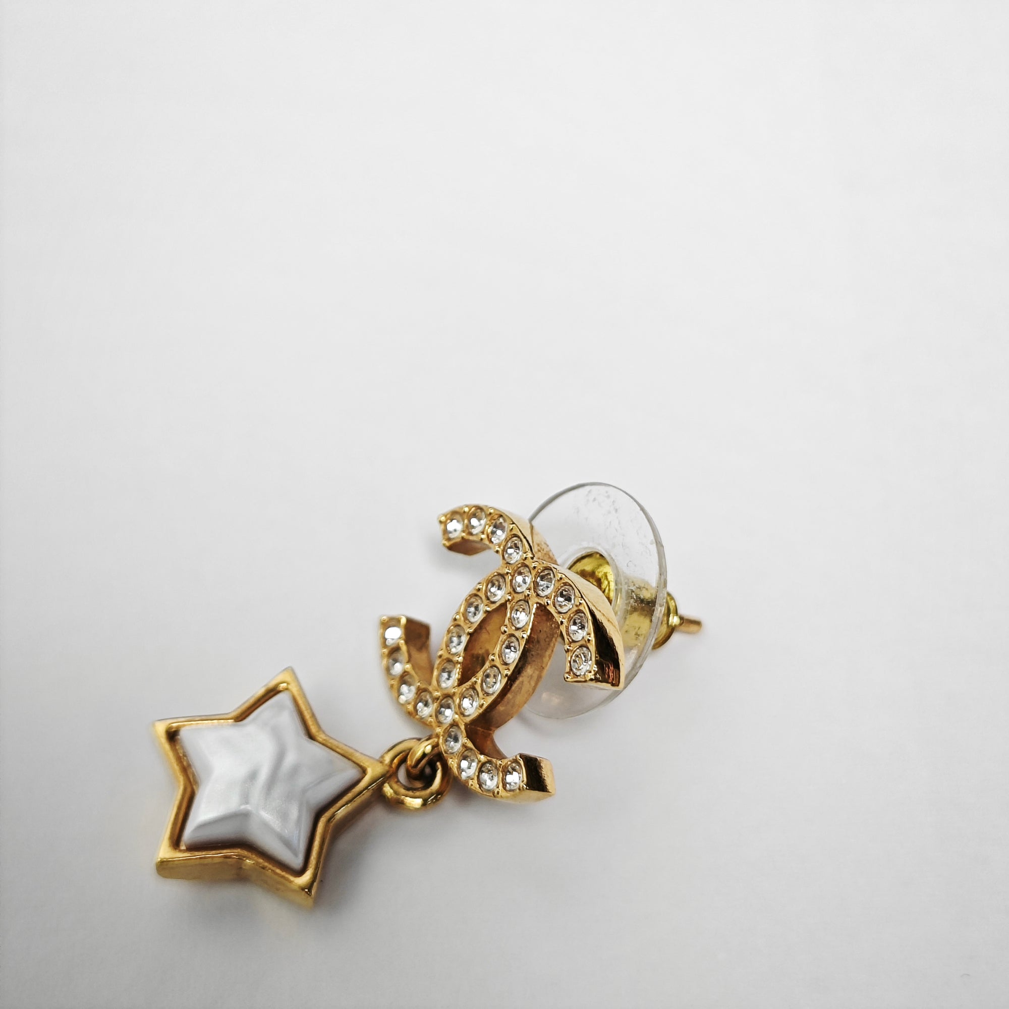 CC Logo Metal Gold Stud Earrings