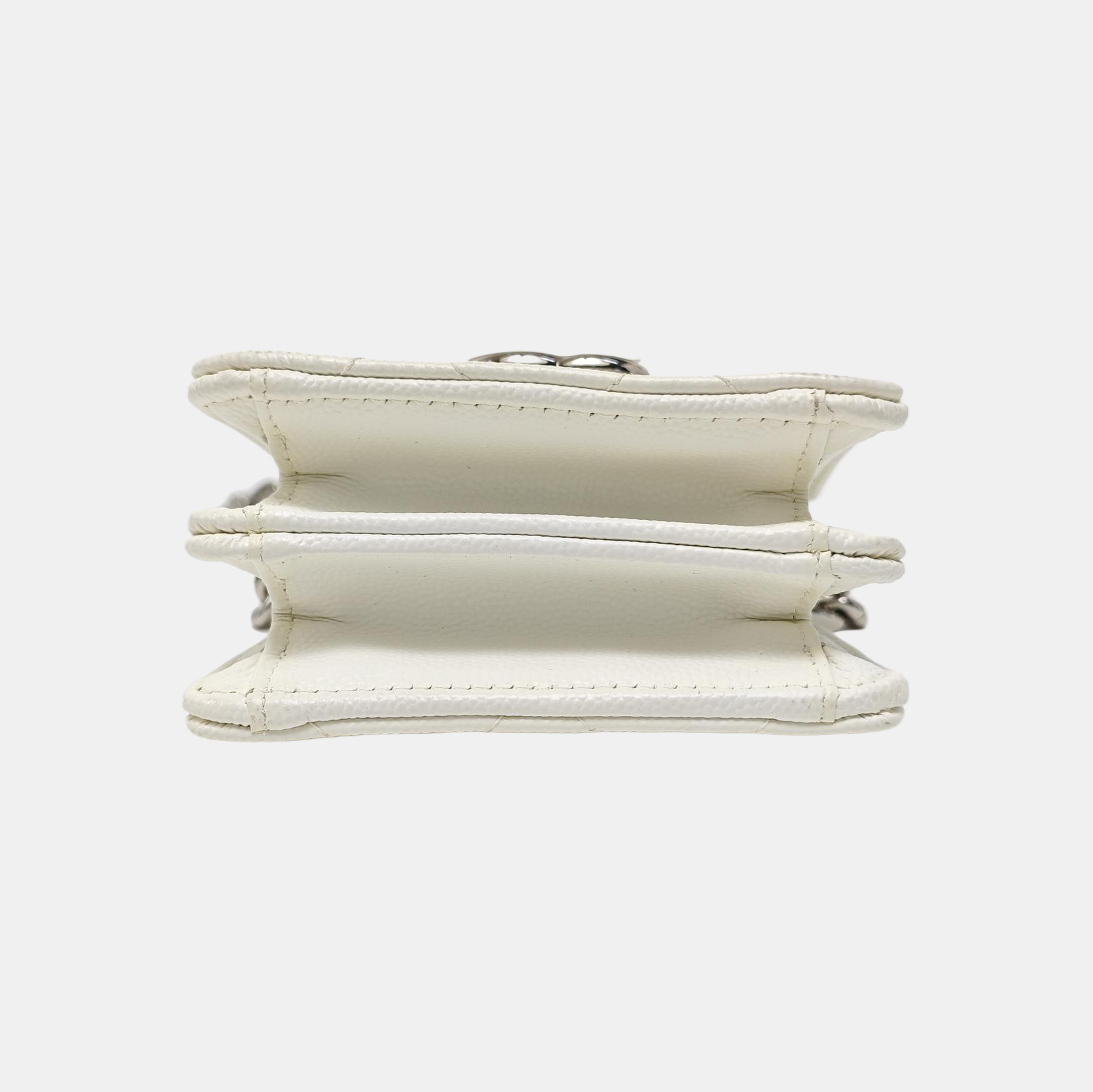 Quilted Grained Calfskin Shoulder Bag White