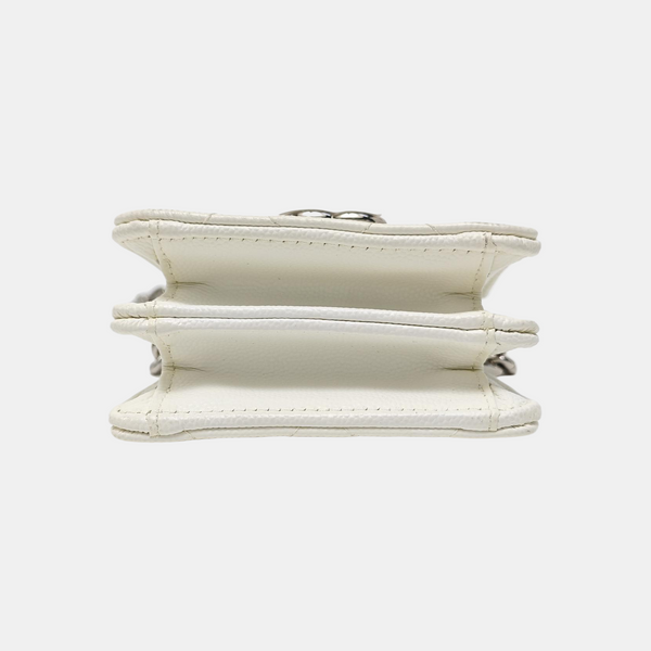 Quilted Grained Calfskin Shoulder Bag White