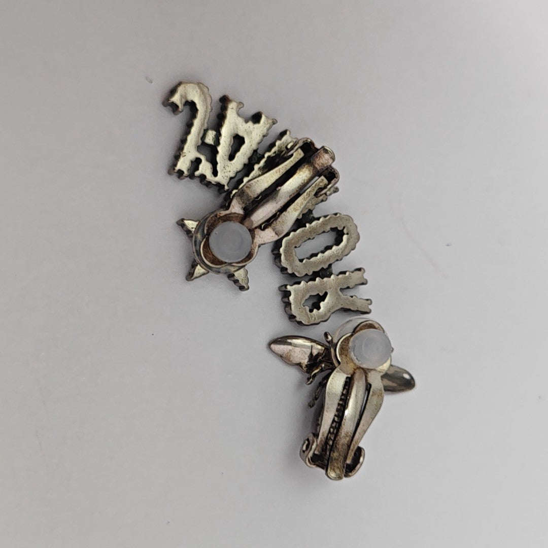 J'adior Metal Gray Clip On Earrings