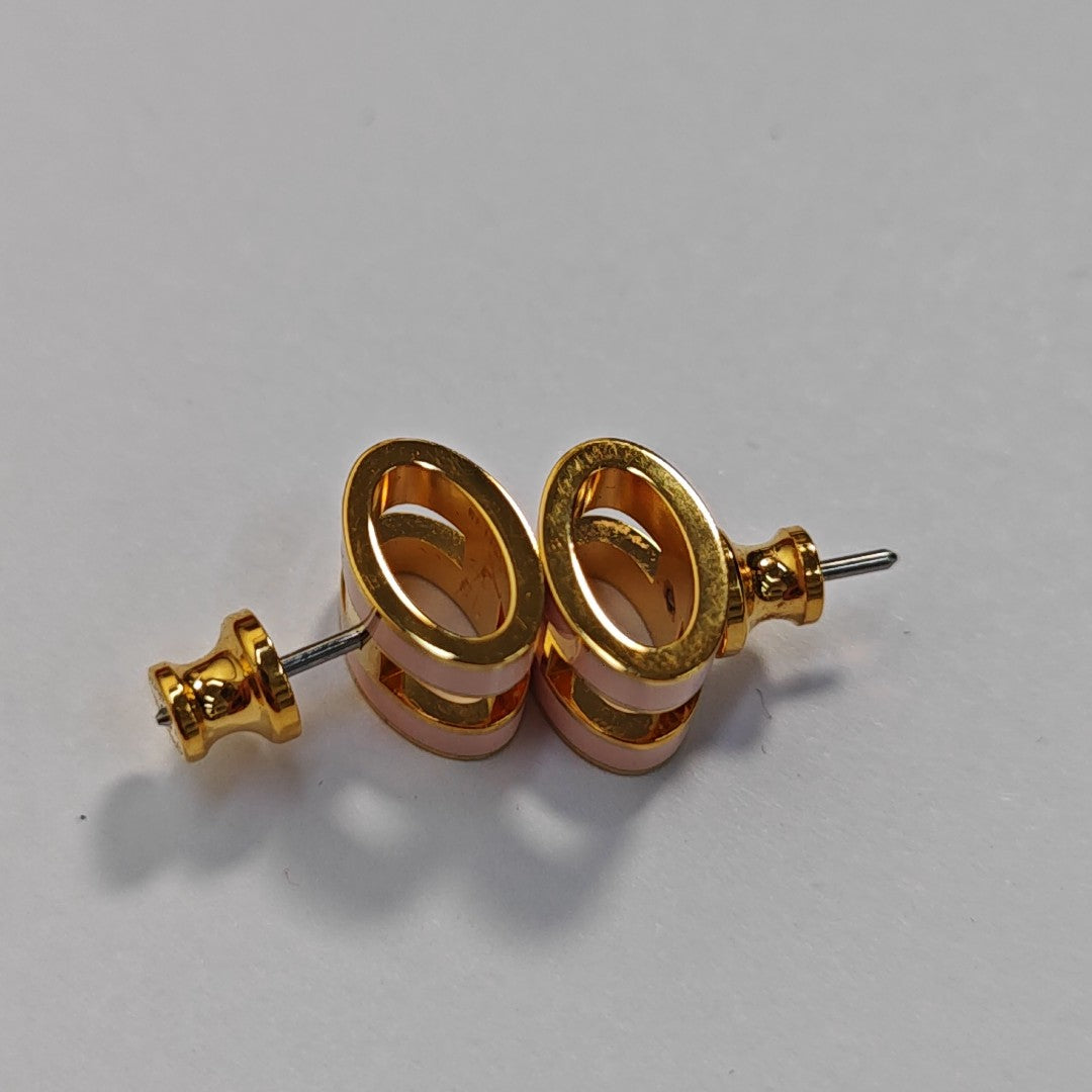 Pop H Metal Gold Stud Earrings