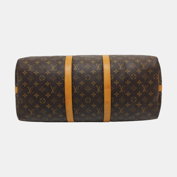 KEEPALL 50 Monogram Coated Canvas Brown