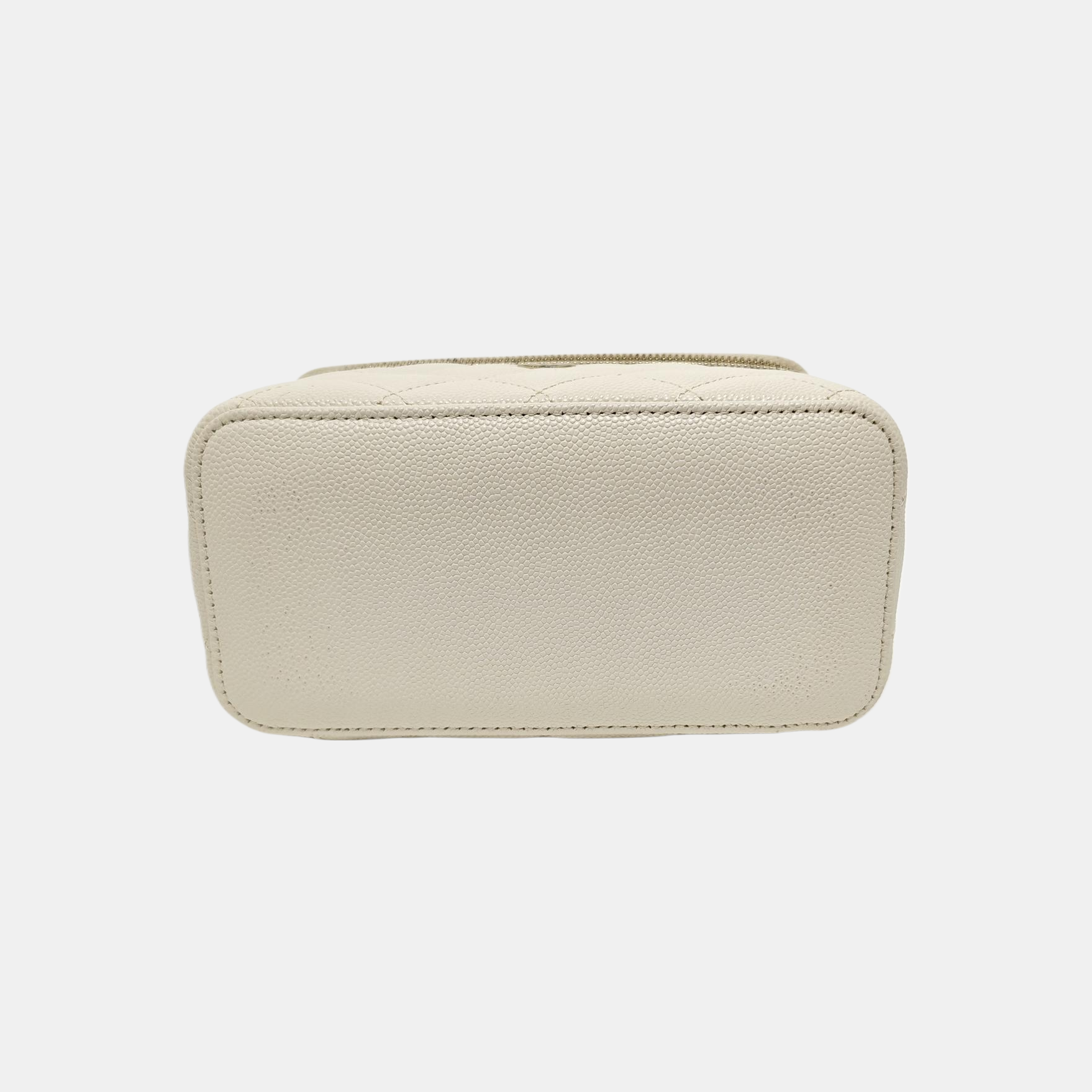 VANITY CASE Small Quilted Grained Calfskin White