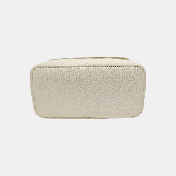 VANITY CASE Small Quilted Grained Calfskin White