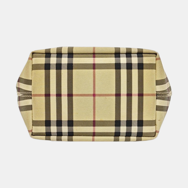 Coated Canvas Top Handle Bag Beige