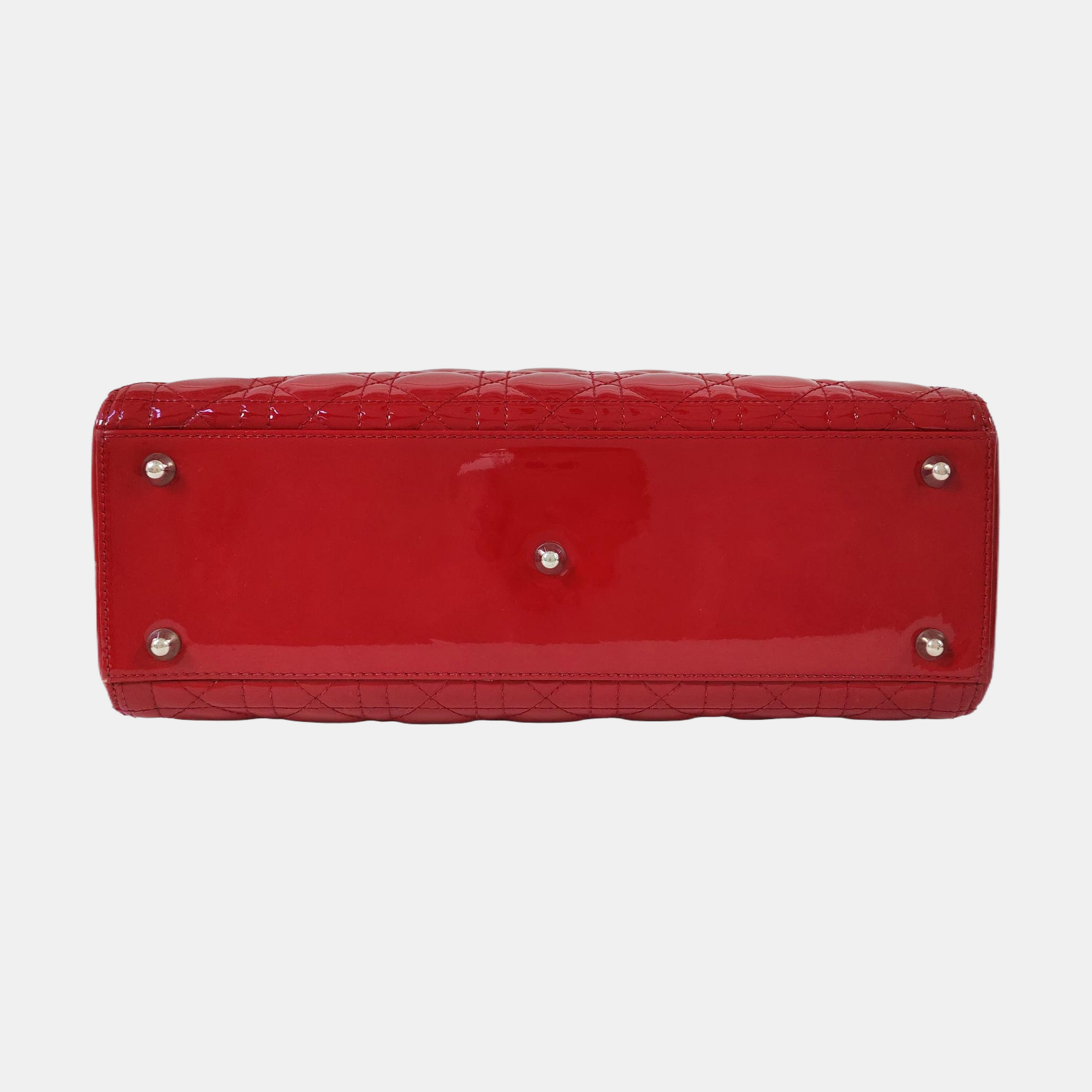 Lady Dior Large Cannage Patent Leather Red