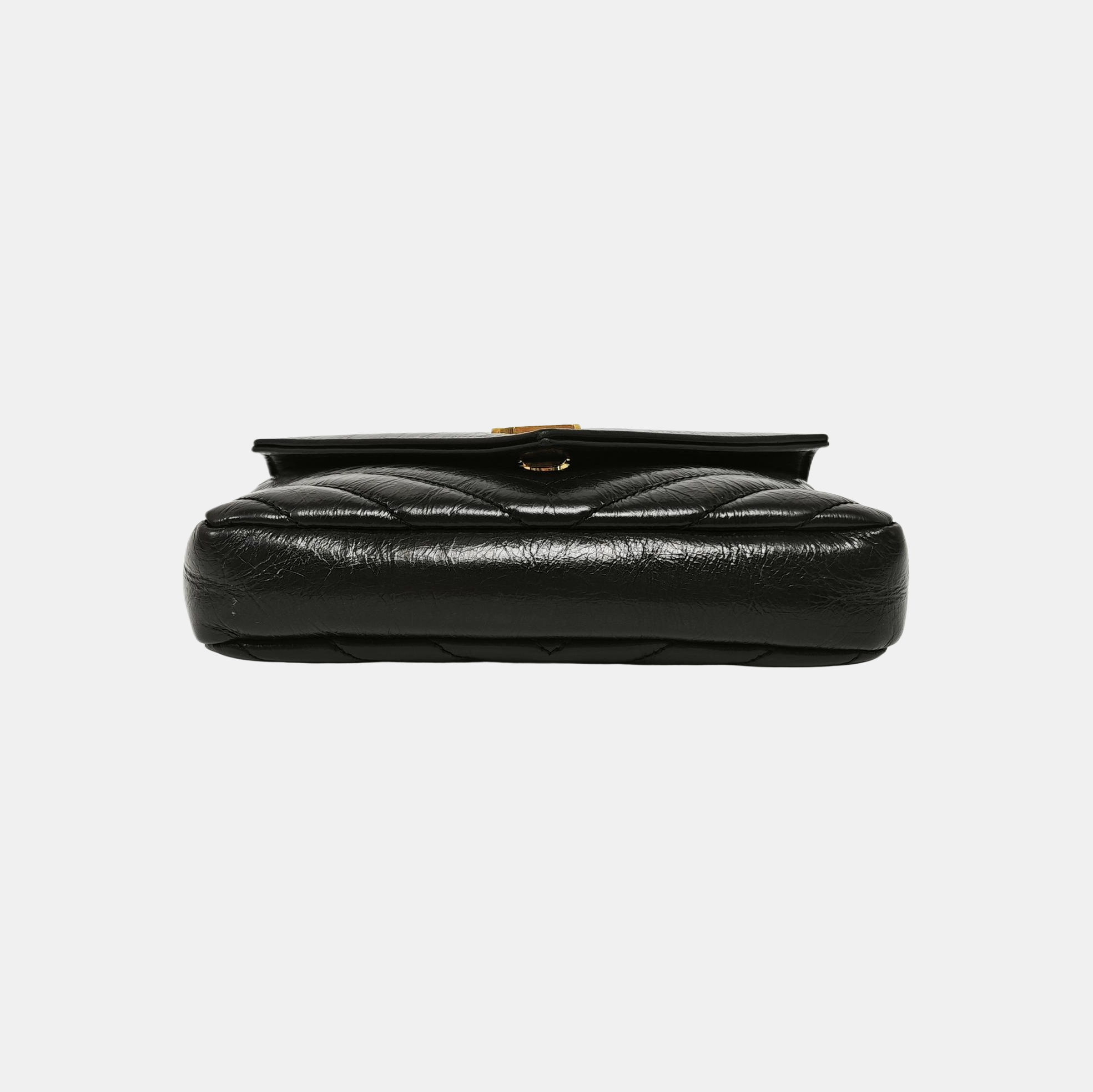 ENVELOPE Small Chevron Calfskin Black