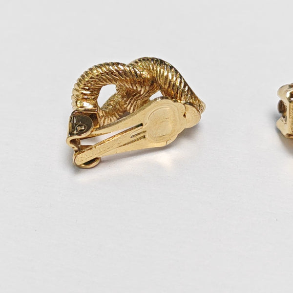 Twist Round Metal Gold Clip On Earrings