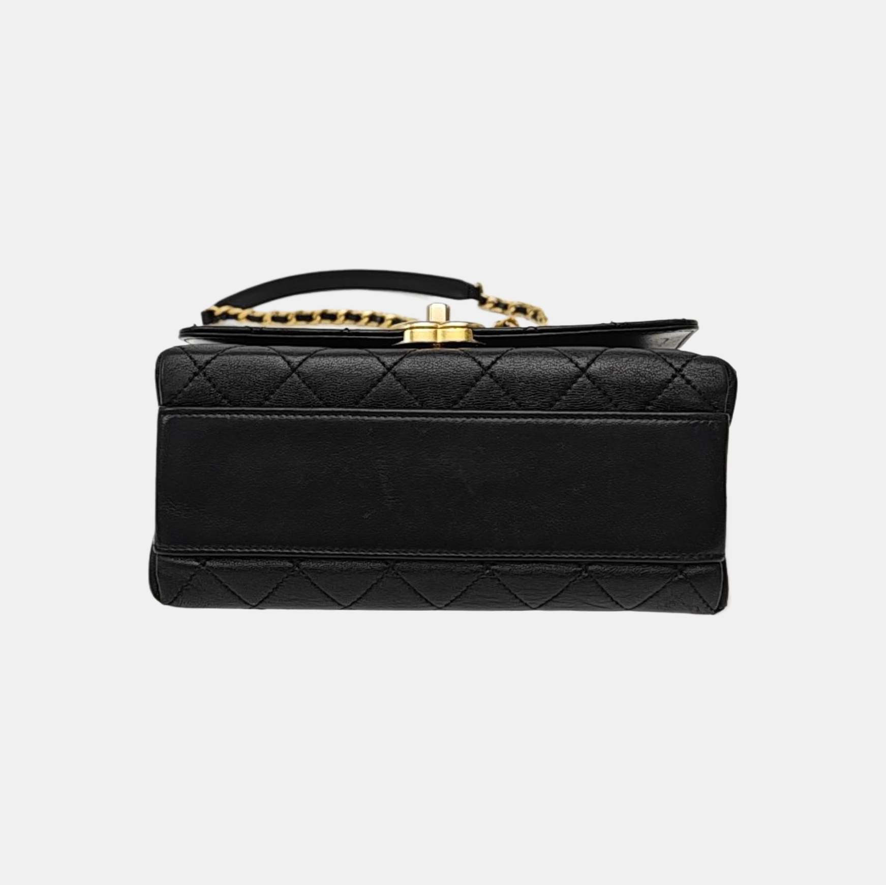 TWO TONE CHAIN HANDLE Small Quilted Lambskin Black
