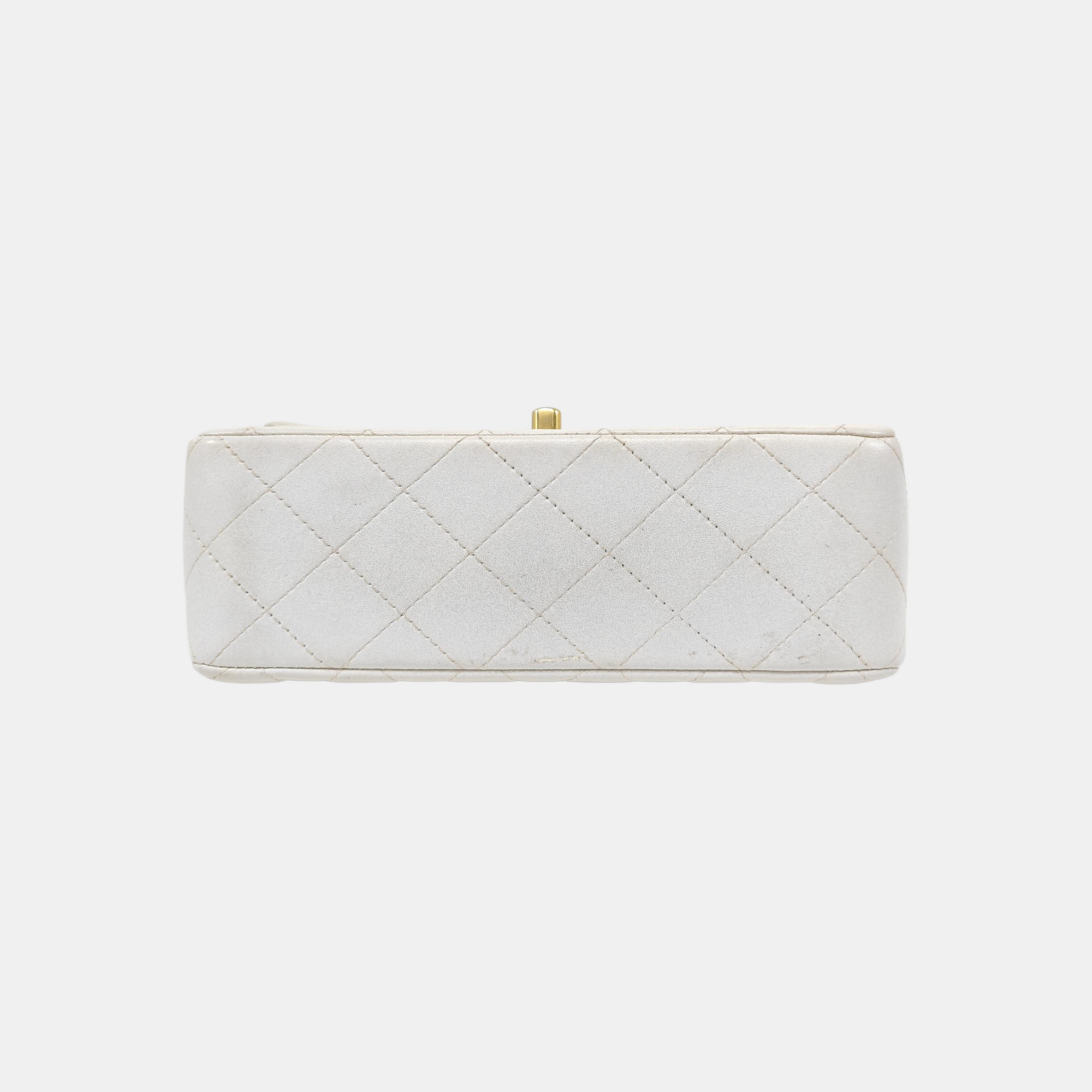 Quilted Lambskin Shoulder Bag White