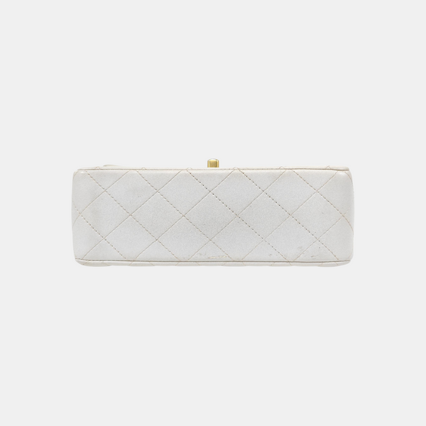 Quilted Lambskin Shoulder Bag White