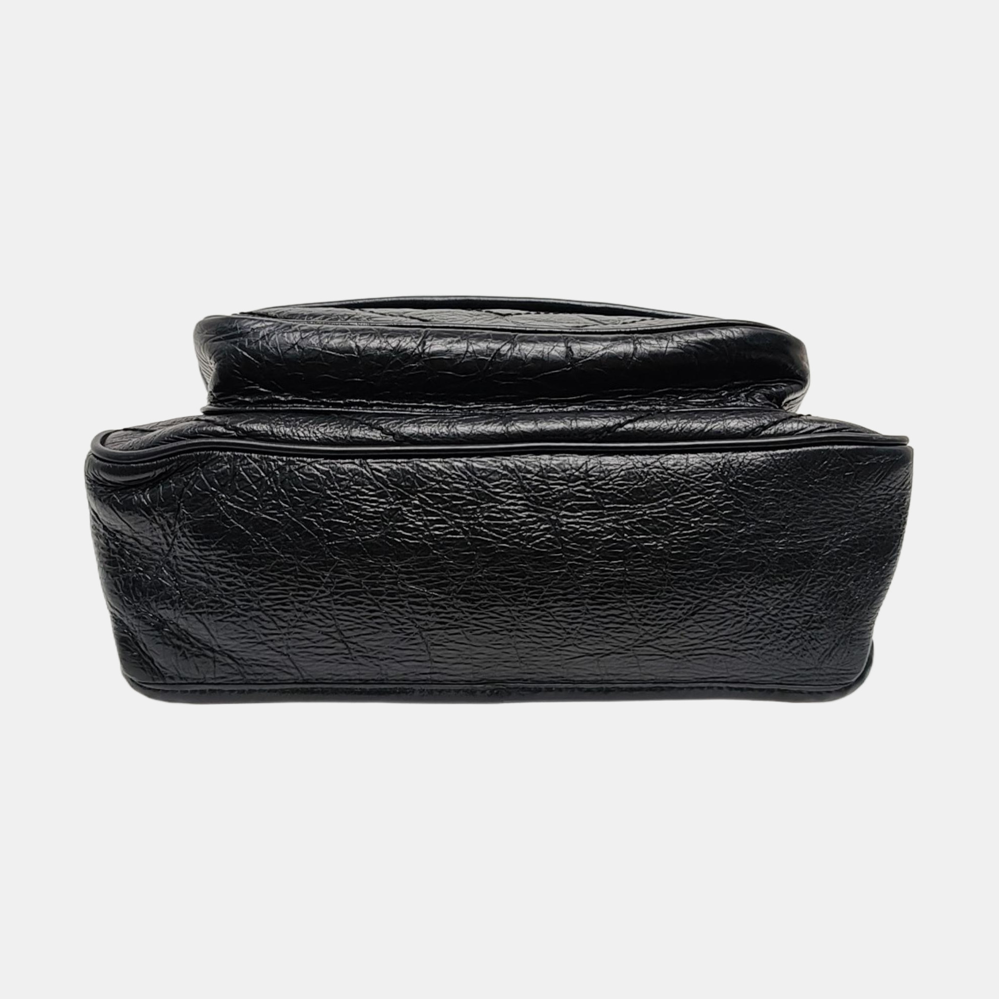 NIKI Medium Chevron Calfskin Black