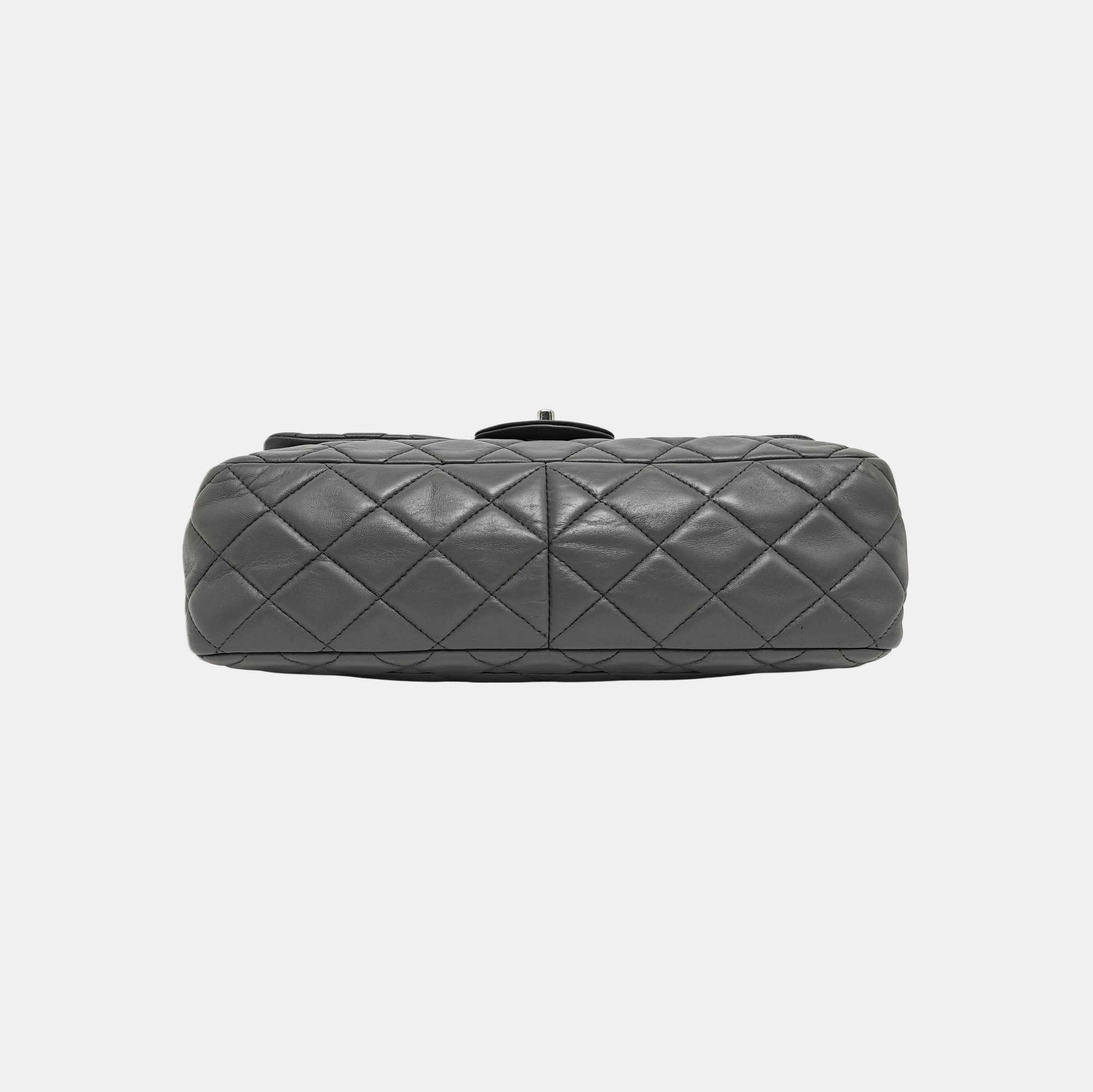 Large Quilted Calfskin Gray