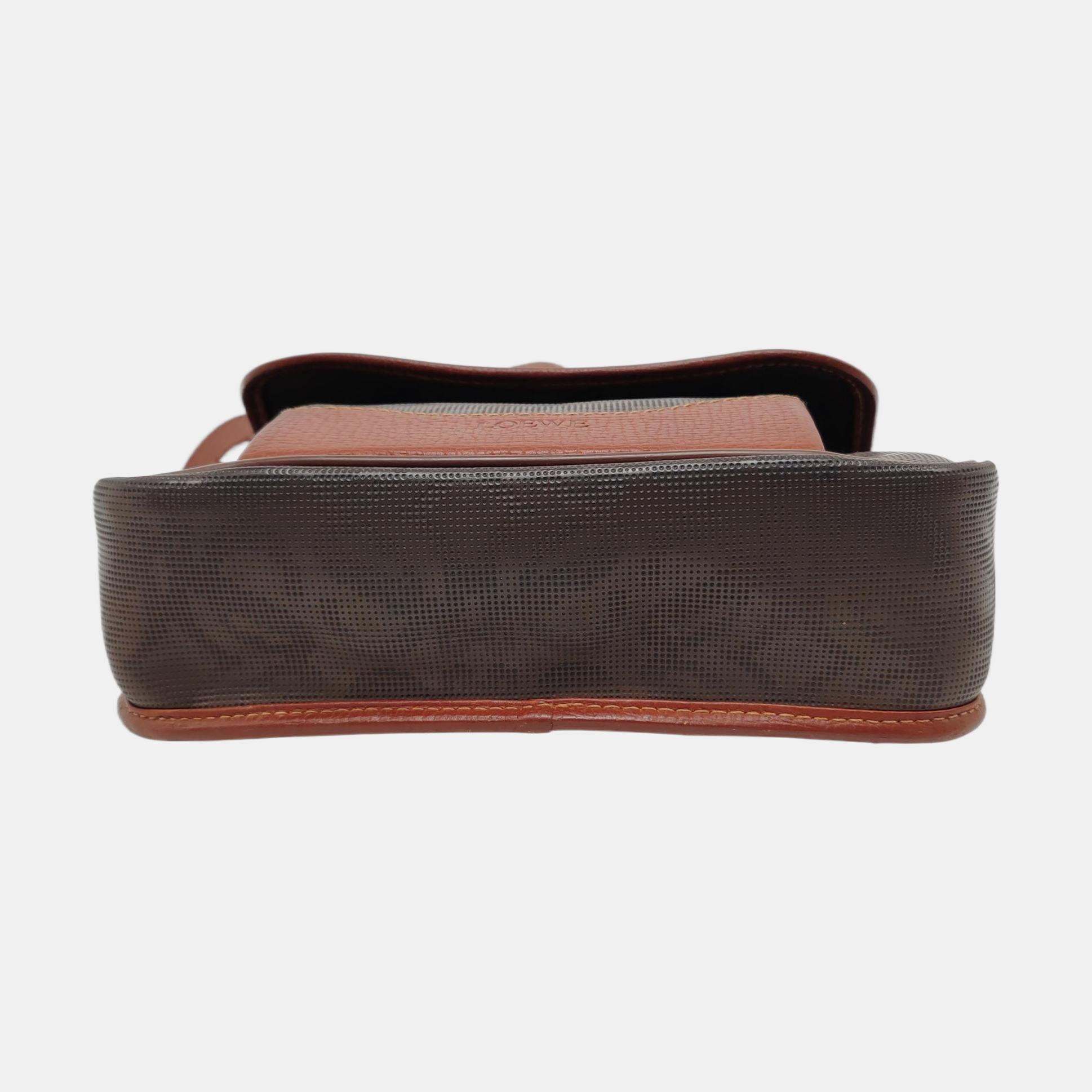 Coated Canvas Crossbody Bag Brown