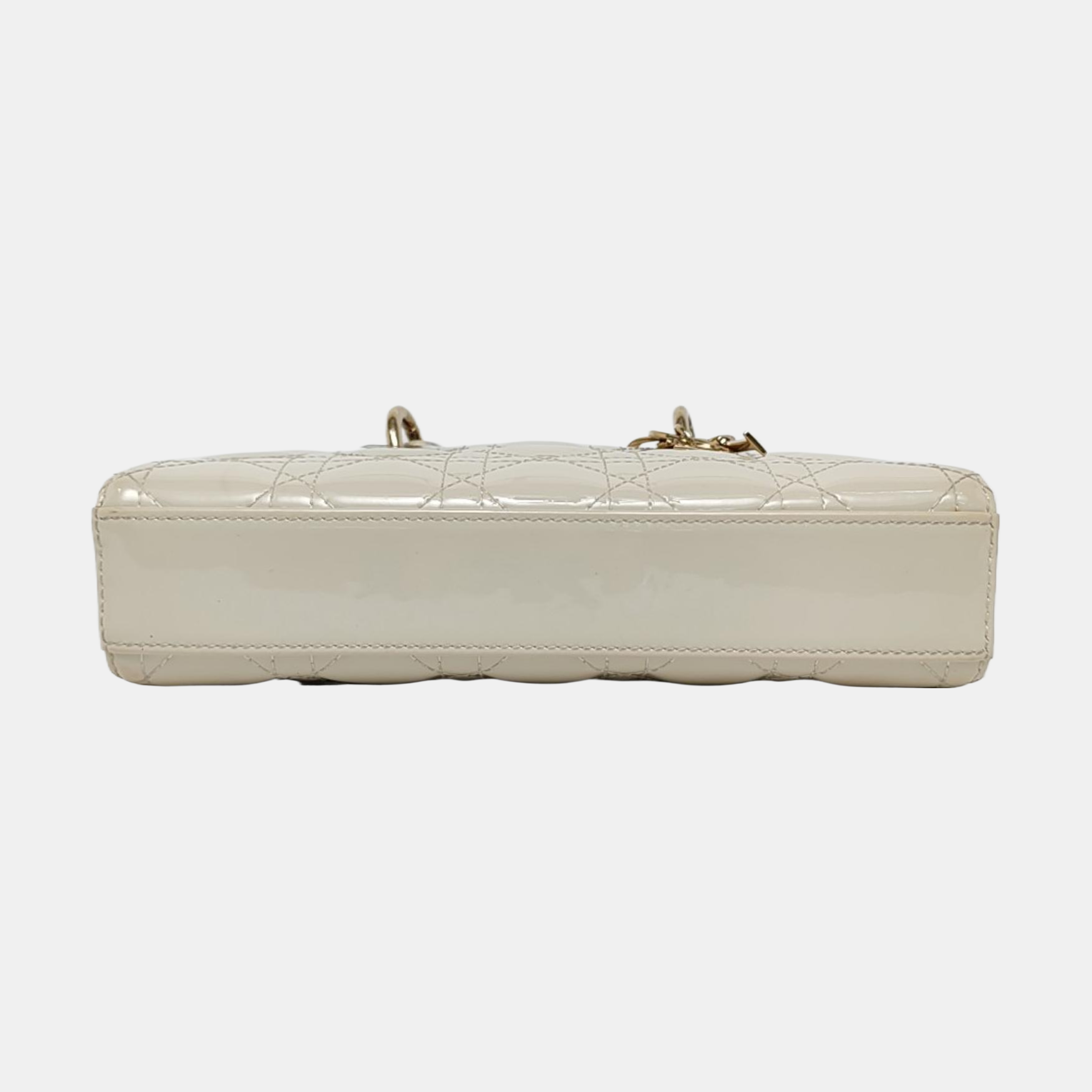 Lady D-Joy Small Cannage Patent Leather Beige