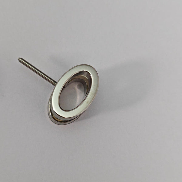Pop H Metal Silver Stud Earrings