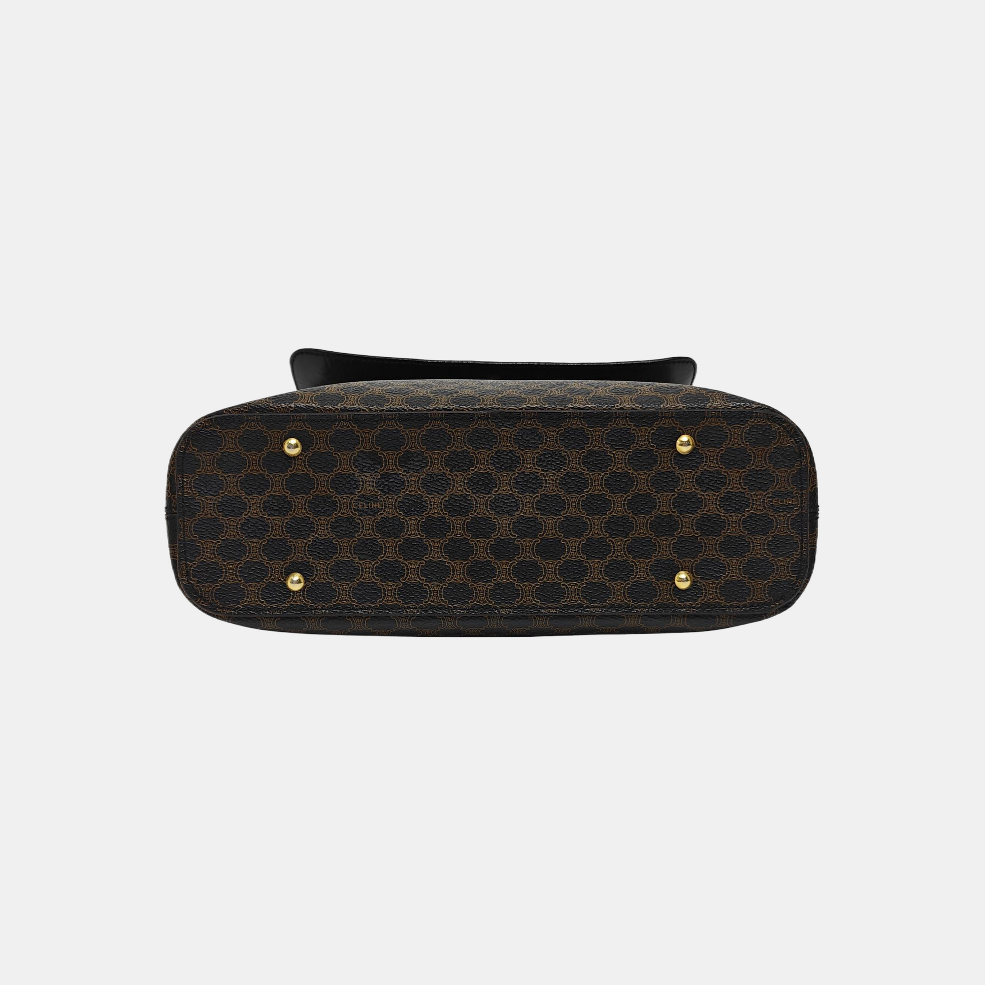 Coated Canvas Shoulder Bag Brown