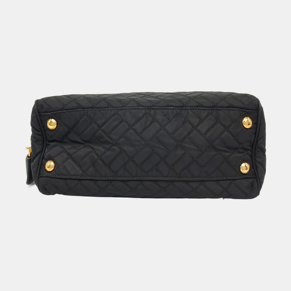 Quilted Nylon Shoulder Bag Black