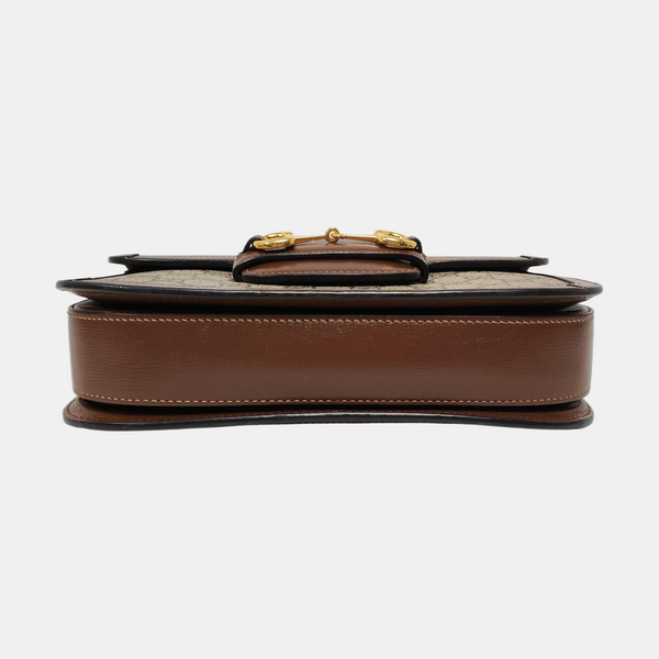Horsebit 1955 Medium Monogram Coated Canvas Beige