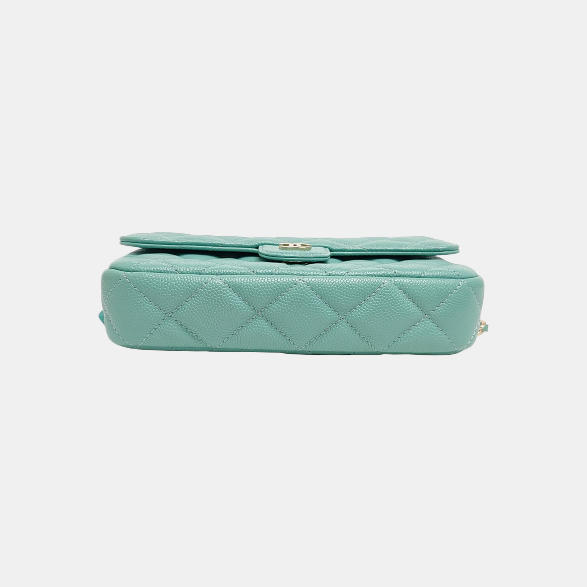 Authenticated pre-owned  CLASSIC FLAP Quilted Lambskin Green - Shoulder Bag at Looply