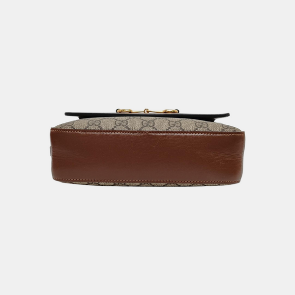 Authenticated pre-owned  Horsebit 1955 Small Coated Canvas Beige - Shoulder Bag at Looply