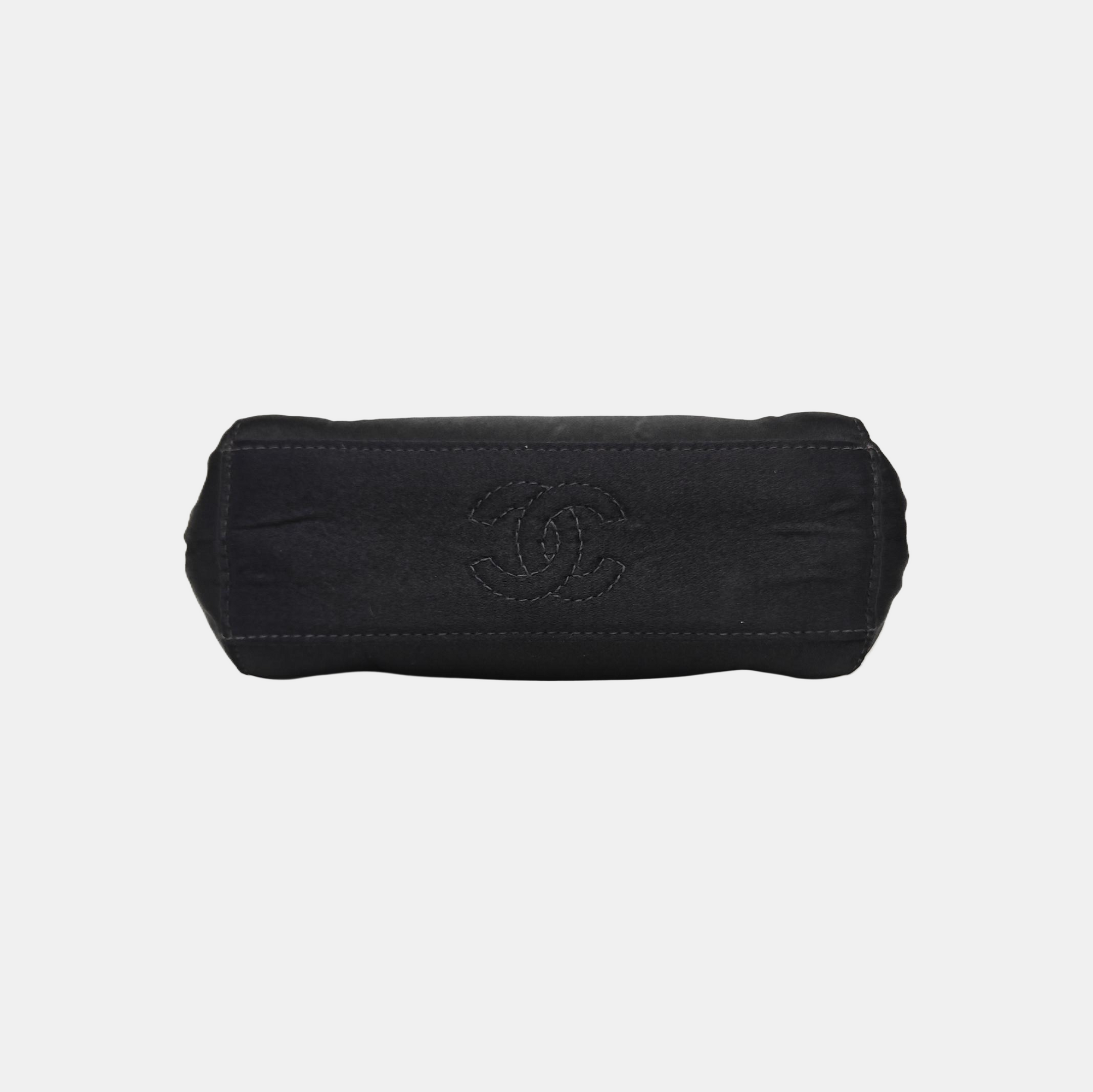Silk Satin Tote Bag Black
