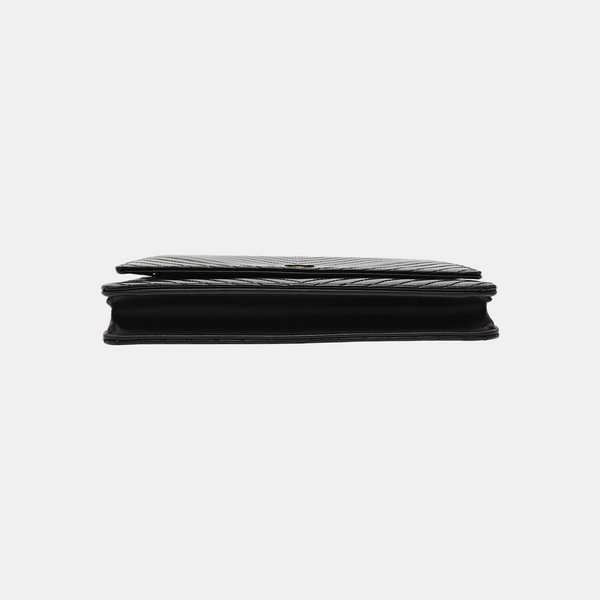 WOC Chevron, Quilted Patent Calfskin Black