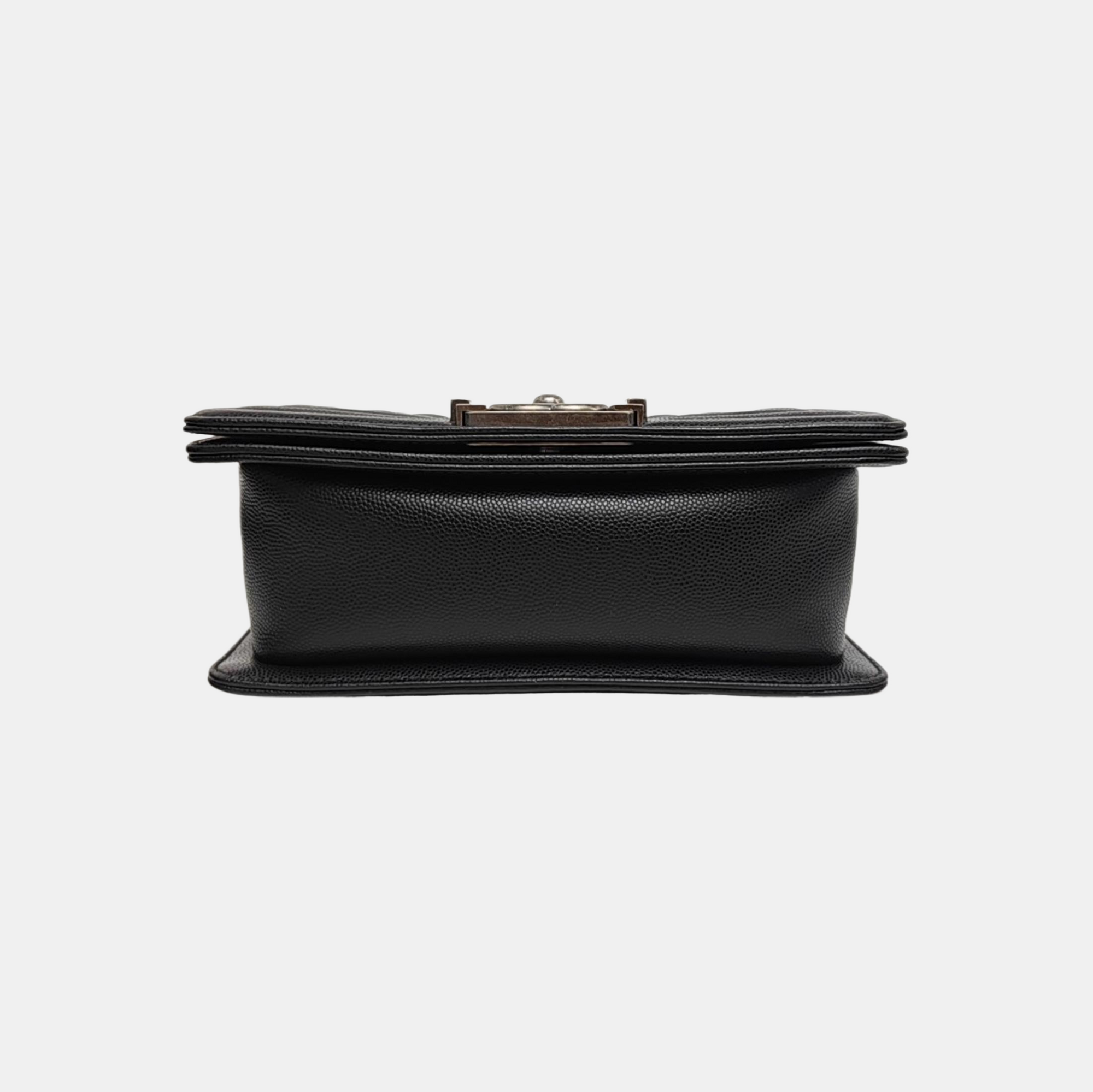 BOY CHANEL Small Quilted Grained Calfskin Black