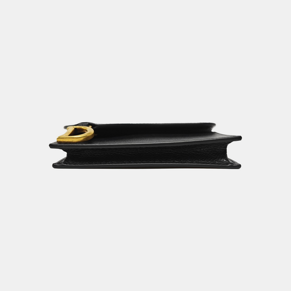 Saddle Mini Lambskin Black Card Holder